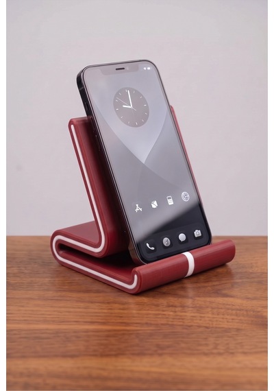 Vero Kırmızı Üzeri Beyaz Şeritli Masaüstü Telefon Tutucu Ve Tablet Standı - Modern Oyuncu Aksesuarı
