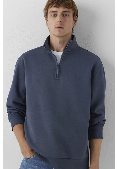 Mavi Erkek Yarı Fermuarlı Basic Sweatshirt M0s10278 Ombre Mavi