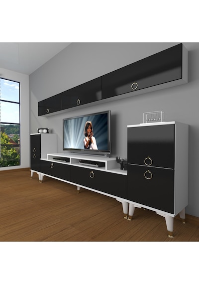 Decoraktiv Ekoflex 9 Mdf Gold Tv Ünitesi Tv Sehpası Beyaz - Siyah