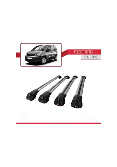 Peugeot Rifter 2019-2022 Arası İle Uyumlu Ace-1 Ara Atkı Tavan Barı Gri 4 Adet Bar
