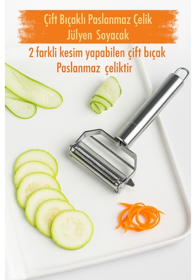Paslanmaz Çelik Çift Taraflı Jülyen Sebze Meyve Soyucu Çok Amaçlı Keskin Bıçaklı Meyve Soyacağı Be Diğer
