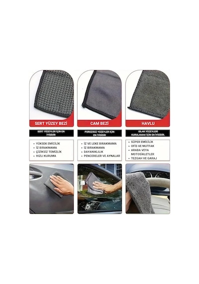 Profesyonel 11 Parça Mikrofiber Araç Oto Yıkama Seti Araç Fırçası Araç Mikrofiber Bez Seti Standart