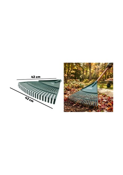 Özel Üretim Bahçe Temizlik Pratik 20 Dişli Yaprak Tırmığı - Plastik - 42 Cm Genişlik