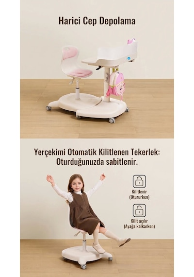 Sfyzone Pro Plus Mobil Çalışma Masası Pembe Gri