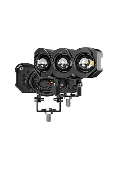Motosiklet Sis Farı Metal Kasa Lazer Led Beyaz Sarı Çift Renk