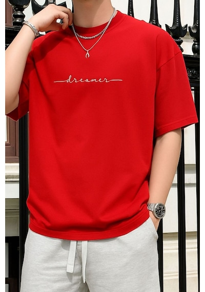Dream Baskılı Unisex Tshırt 3q1 Kirmizi
