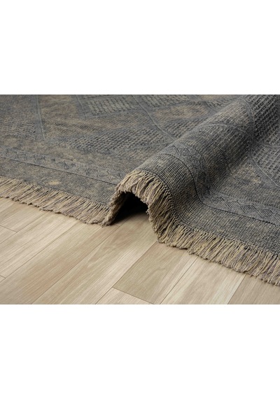 Carpetrium Antique Spt Stone - Dört Tarafı Saçaklı Pamuklu Yıkanabilir Kilim