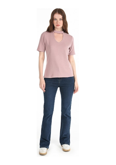 Colin's Colins Dar Kesim Yarım Balıkçı Yaka Pembe Kadın Tshirt K.kol Cl1065127 Pembe