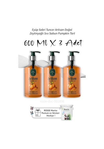 Eyüp Sabri Tuncer Artisan Doğal Zeytinyağlı Sıvı Sabun Pumpkin Tart 600 Ml X3 Diğer