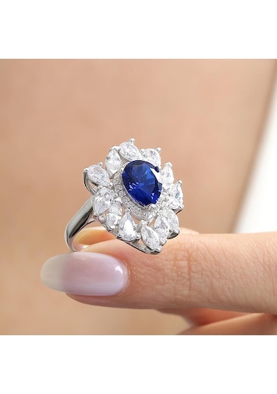 Mia Vento Effective Diamond İstanbul İhtişamı Sentetik Safir Taşlı Gümüş Yüzük