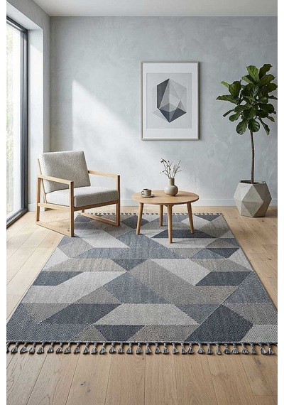 Frenda Home Oslo Pinterest İskandinav Desenli Halı 19477 Gri Mavi