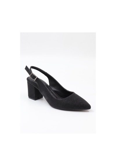 Nesilshoes Nesil Shoes Özma 7004-1 Siyah Simli Kadın Sandalet
