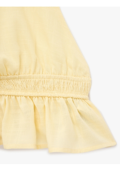 Koton Rahat Kalıp Halter Yaka Kolsuz Fırfırlı Sırt Detaylı Crop Bluz Sarı 6sal30006ıw