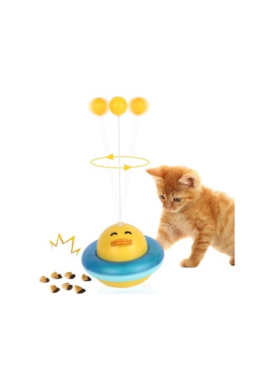 Kedi Oyuncağı 360 Dönen Ördek Şekilli İnteraktif Atıştırmalık Dispenserli Zeka Geliştirici Kedi Eğitim Oyuncağı Dayanıklı Ve Kolay Temizlenebilir Kaymaz Tabanlı