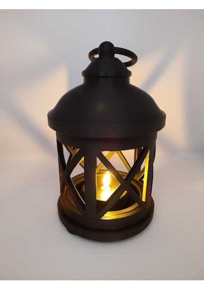Led Tealight Uyumlu Dekoratif Lantern Lamba Siyah