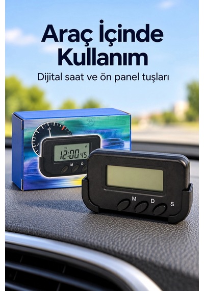 Kronometreli Oto Saat Alarm Ve Dijital Ekranlı 1 Adet