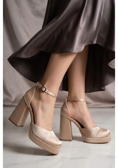 Papuçcity Moda Zen 03512 Kadın Topuklu Abiye Ayakkabı Bronz-saten