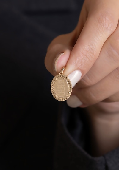 14 Ayar Altın Ayetel Kürsi Kolye Ucu Sarı Altın