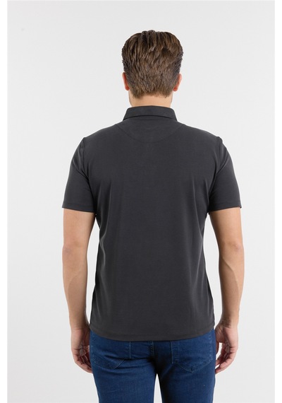 İmza Siyah İtalyan Yaka Kısa Kol Cepsiz Slim Fit Pamuklu Tişört 1011260180 Diğer