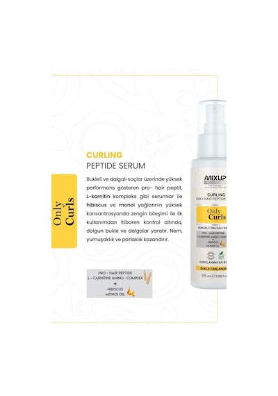 Mixup Bukleli Ve Dalgalı Saçlar İçin Pro-hair Peptit,l-karnitin,amino Kompleks Serum 115 Ml