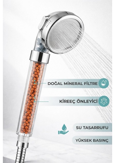 Viosa Boncuklu Su Tasarruflu Kireç Önleyici Duş Başlığı Duş Başlığı Krom