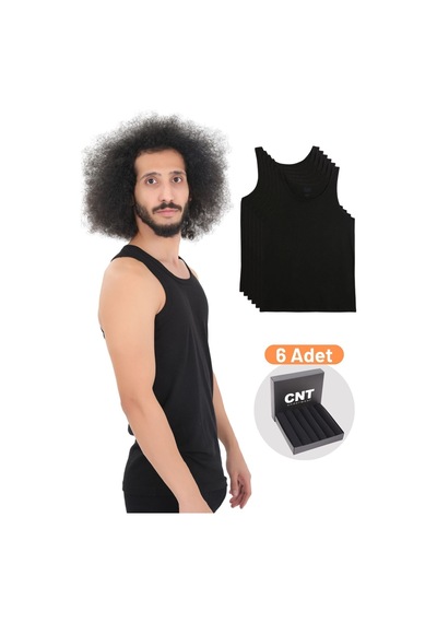 Cnt Erkek Atlet Pamuklu Basic 6'lı Premium Paket Siyah Siyah