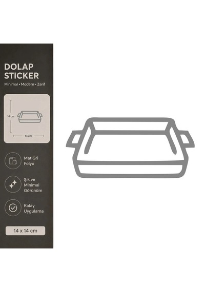 Borcam Mat Gri Dekoratif Folyo Sticker 14x14 Cm