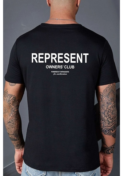 Unisex Represent Baskılı T-shirt Siyah