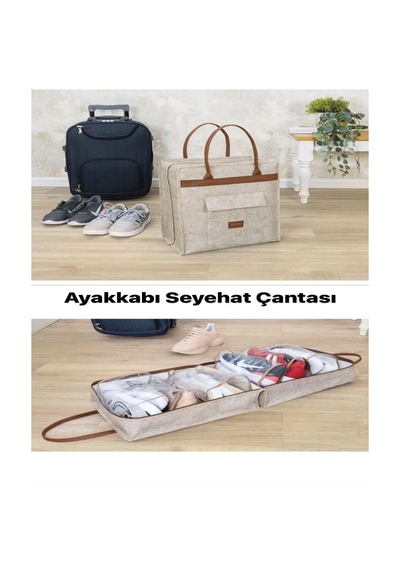 MorPort Lüx Ayakkabı Seyahat Çantası Bej