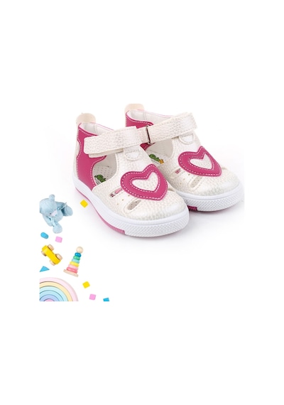 Şirin Bebe 1713 Kız Bebek Ortopedik Ayakkabı Sandalet Beyaz - Fuşya