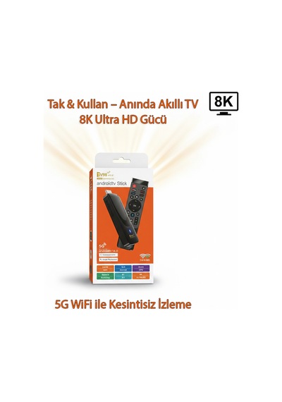 Android 14 Tv Stick 8k Ultra Hd 5g Wifi Bluetooth 4 Çekirdek Mini Medya Oynatıcı