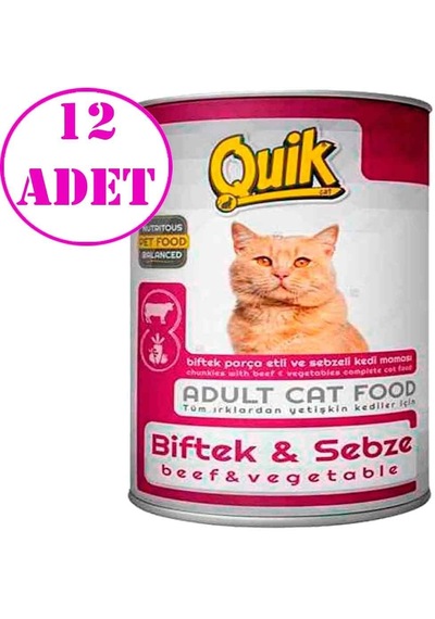 Quik Biftekli Ve Sebzeli Kedi Konservesi 415 Gr 12 Ad
