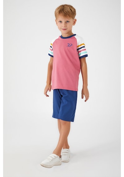 Rolypoly Section Patterned Pembe Erkek Çocuk Bermuda Takım 5274-33136 Pembe