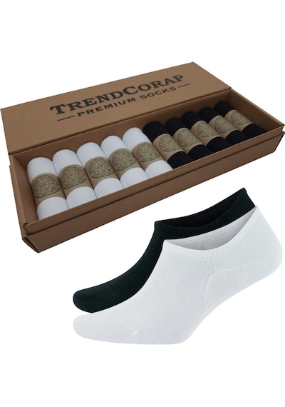 Trendcorap Premium Bambu Erkek Sneaker Görünmez Bilekte Spor Çorap 10 Lu Özel Kutu Siyah - Beyaz