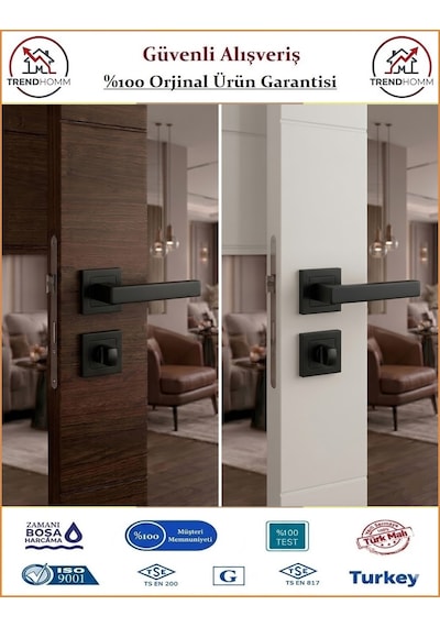 Çelebi Lama Rozetli İç Kapı Kolu - Mat Siyah - Wc Banyo