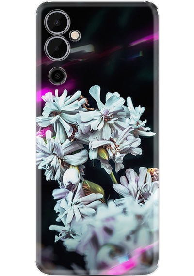 Tecno Pova 4 Kılıf Resimli Desenli Silikon Platinium Series Beyaz Çiçekler 1888