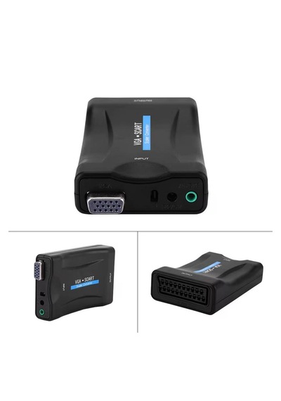 Cr02 Vga Dan Scart Video Ve Ses Dönüştürücü Adaptör Uzaktan Kumandalı