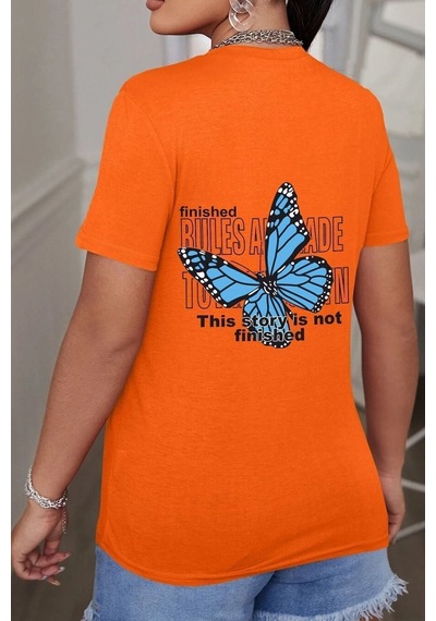 Sırt Baskılı Tasarım Tshirt Turuncu