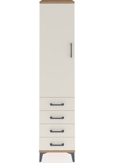 Hyperion Dolap Tek Raflı 4 Çekmeceli Tek Askılı 44x44x195 Çam-aytaşı Atlas Çam