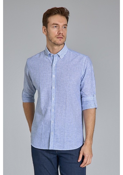 Bisse Regular Fit Paşa Yaka Lacivert Erkek Gömlek Gmktn3ps224018 D39 Lacivert