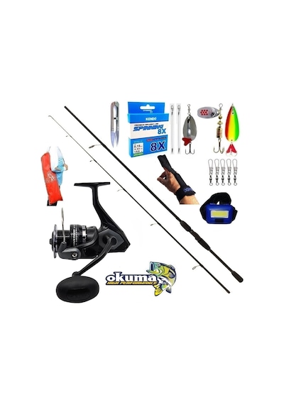 Okuma Wave Power 3000 240cm 20-40gr Double Black Turna Spin Olta Takımı Seti