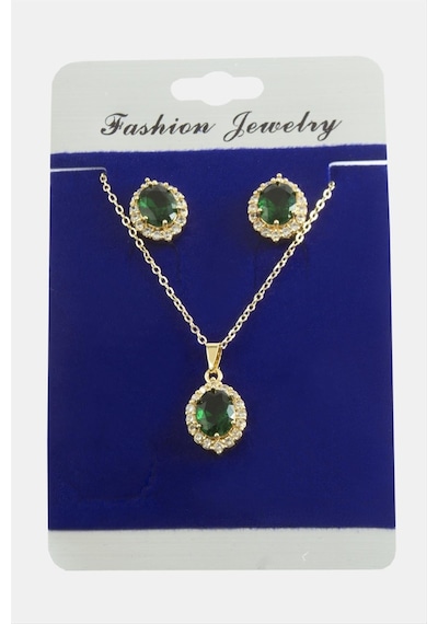 Oval Zirkon Taşlı Set Kolye 11 87697342