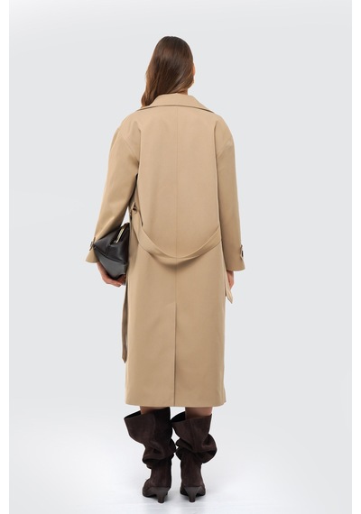 Thalure Kadın Camel Oversize Kuşaklı Trençkot