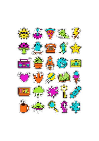 Sevimli Karakterler Pop Sticker Seti 150 Adet - 5'li Mega Paket No31 - Laptop Defter Ajanda Çok Renkli