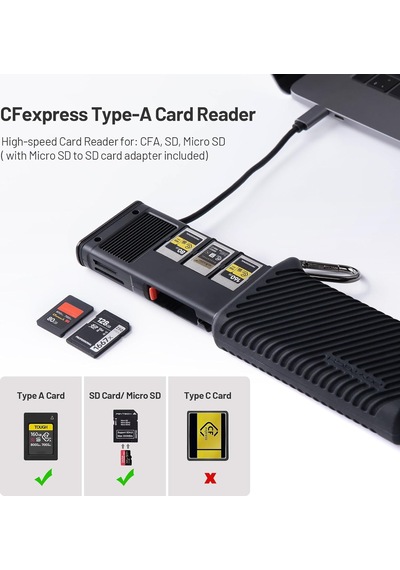 Tr Createmate Cfexpress Tip A Sd Kart Okuyucu, Usb 3.2 Hızlı, Yeşil