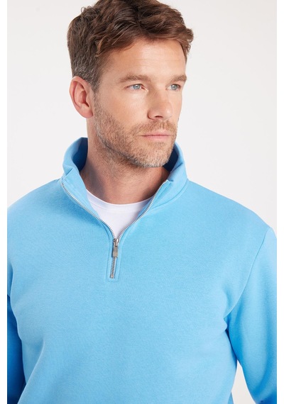 Tudors Unisex Relax Fit Rahat Kesim Pamuklu İçi Polarlı Yarım Fermuarlı Mavi Dik Yaka Sweatshirt-35154 Mavi Tudors Unisex Relax Fit Rahat Kesim Pamuklu İçi Polarlı Yarım Fermuarlı Mavi Dik Yaka Sweatshirt-35154 Mavi