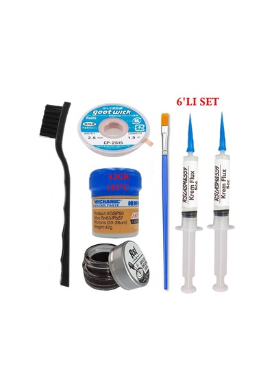 Mechanict Krem Lehim 183 C 42gr Havya Uc Temizleyici Flux Lehim Toplama Cp-2515 Lehim Emme Teli 2fırça Seti02