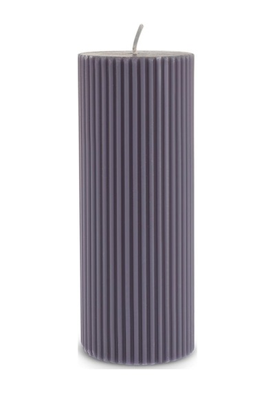 Karaca Striped Tırtıklı Sütun Mum 15 cm Antrasit