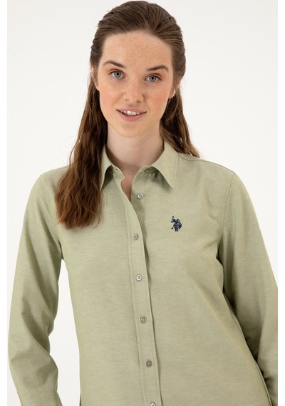 U.S. Polo Assn. Kadın Açık Haki Uzun Kollu Basic Gömlek 50316711-VR183 U.S. Polo Assn. Kadın Açık Haki Uzun Kollu Basic Gömlek 50316711-VR183