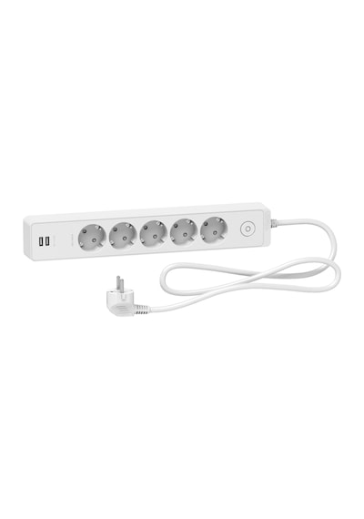 Schneider Electric Unica ST945U1W 5'li Topraklı Grup Priz & 2 USB Prizli 1.5 Metre Beyaz